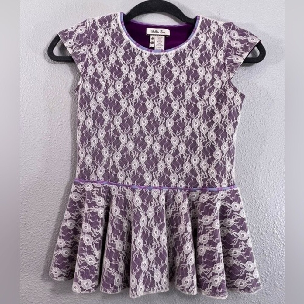 Matilda Jane Youth Peplum  Short Sleeve Lace Top White Size 12